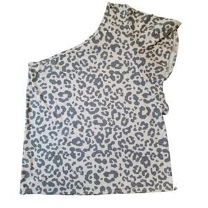 Asymmetric One Shoulder Ruffle Animal Print Top
